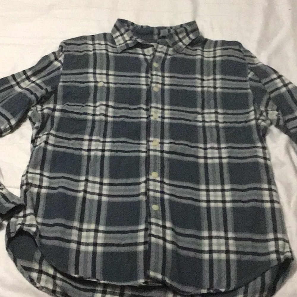 EUC J Crew gray blue flannel shirt FALL medium m